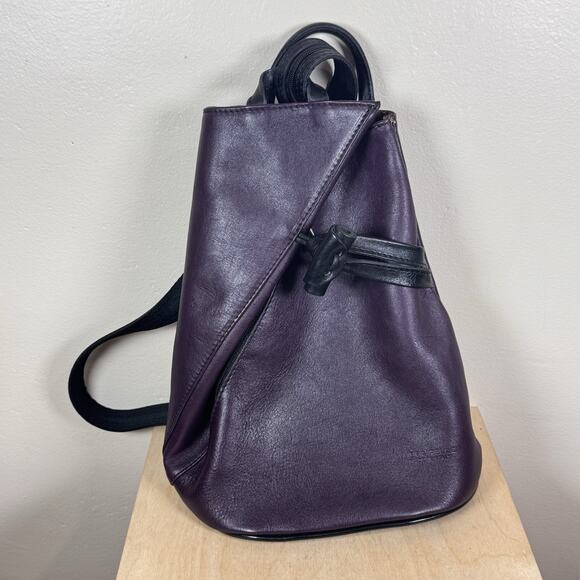 Vera Pelle Backpack Purse Aniuk Leather Purple Convertible Lagenlook Artsy Italy main image 4